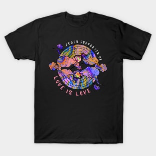 Proud Supporter of Love is Love Rainbows - Pink Rainbow Tie-Dye T-Shirt